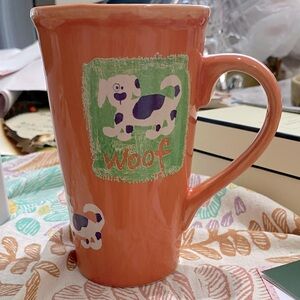 Vintage Tall Coffee Mug made by Russ. Hand Painted. Made in Philippines. EC.1980